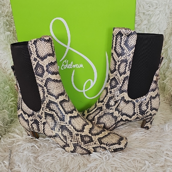 Sam Edelman Shoes - Sam Edelman Beige and Black Snake Print Booties